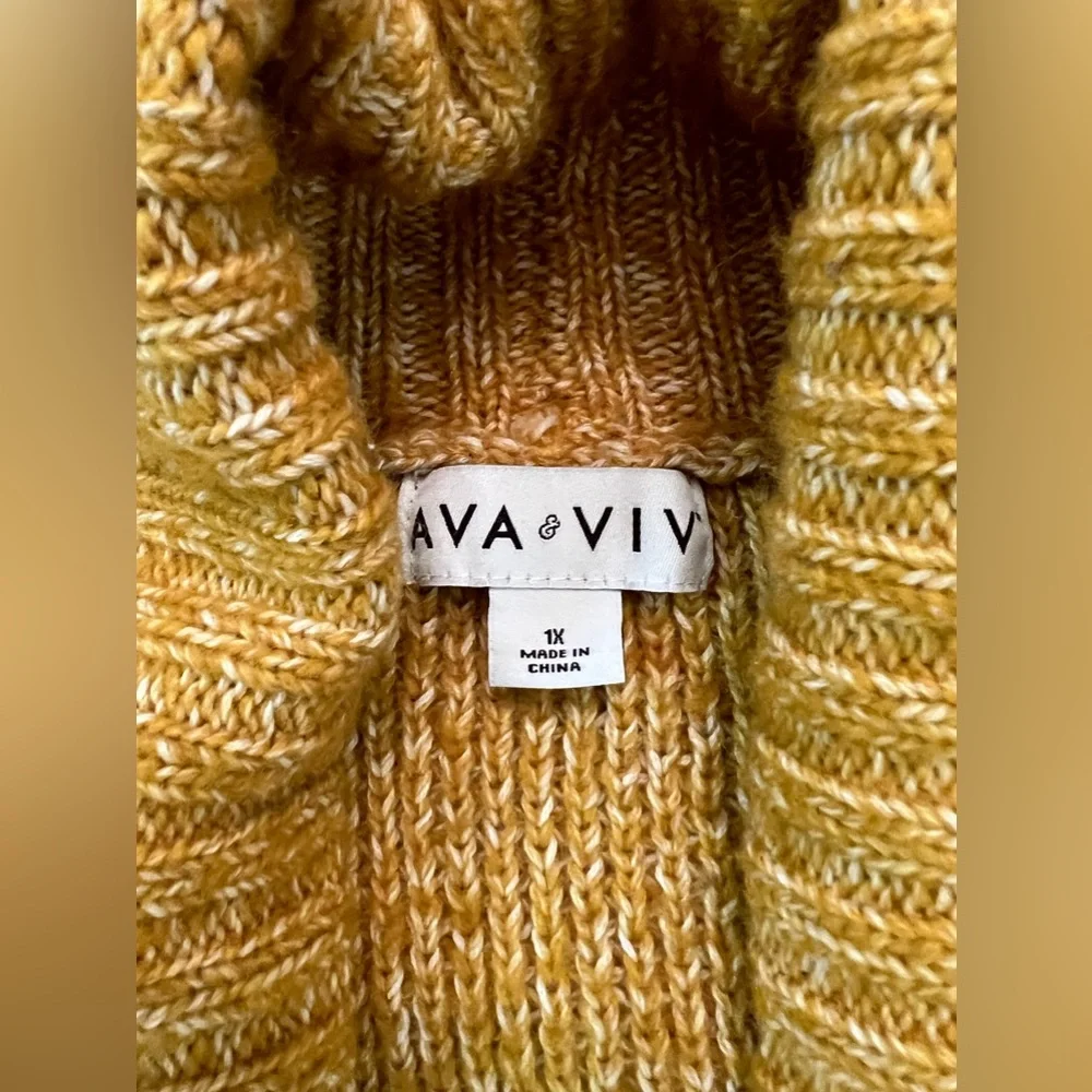 Ava & Viv Mustard  Marled Open Cardigan Sweater - Picture 2 of 6